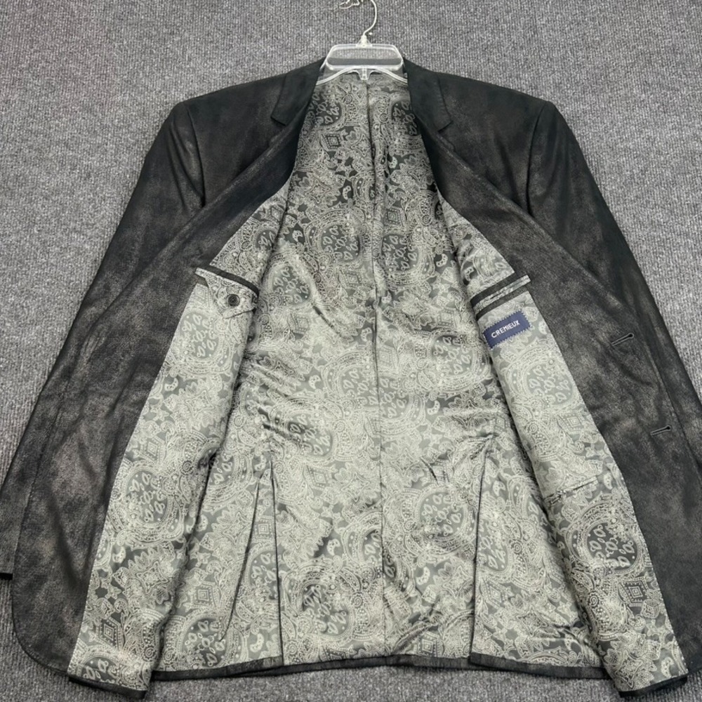 Cremieux Monet Sport Jacket Black Faux Suede Leather Paisley Soft Sz 50R - Picture 4 of 16